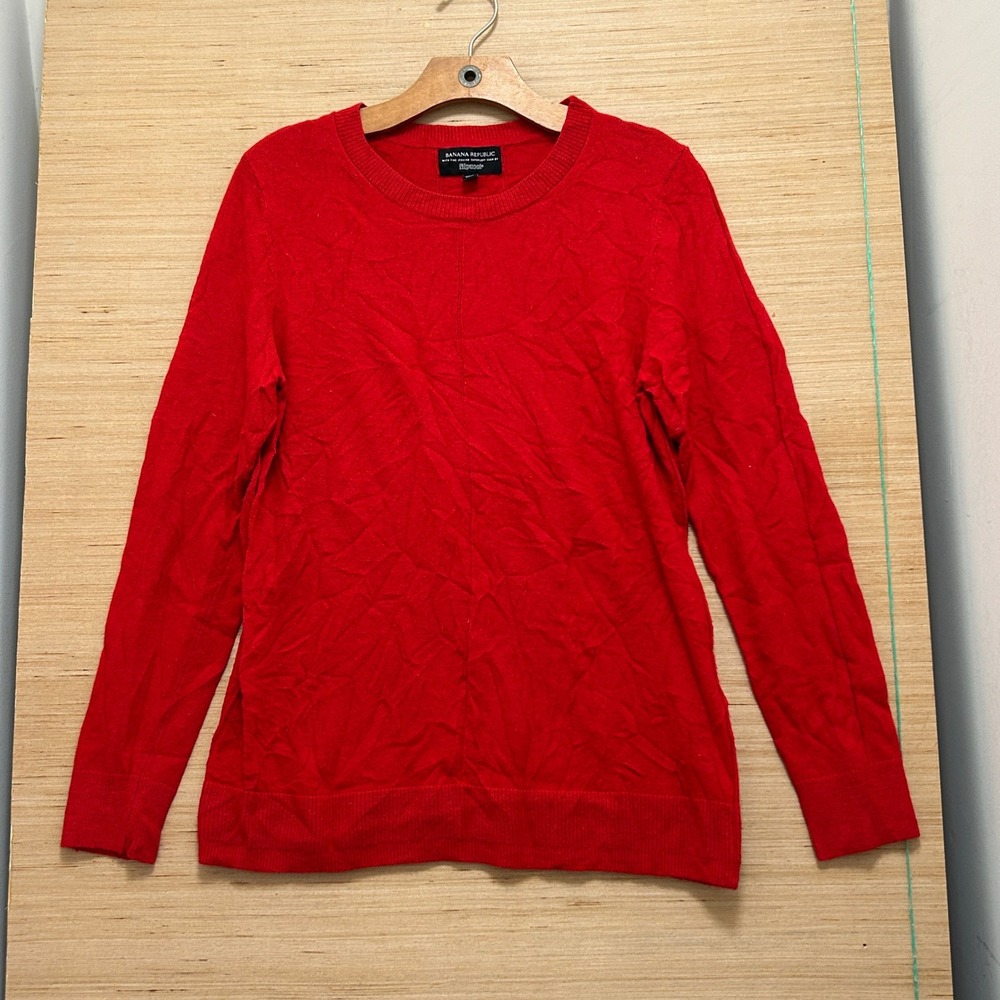 Banana Republic Red Italian Superloft Yarn Filpucci Crewneck Sweater Large